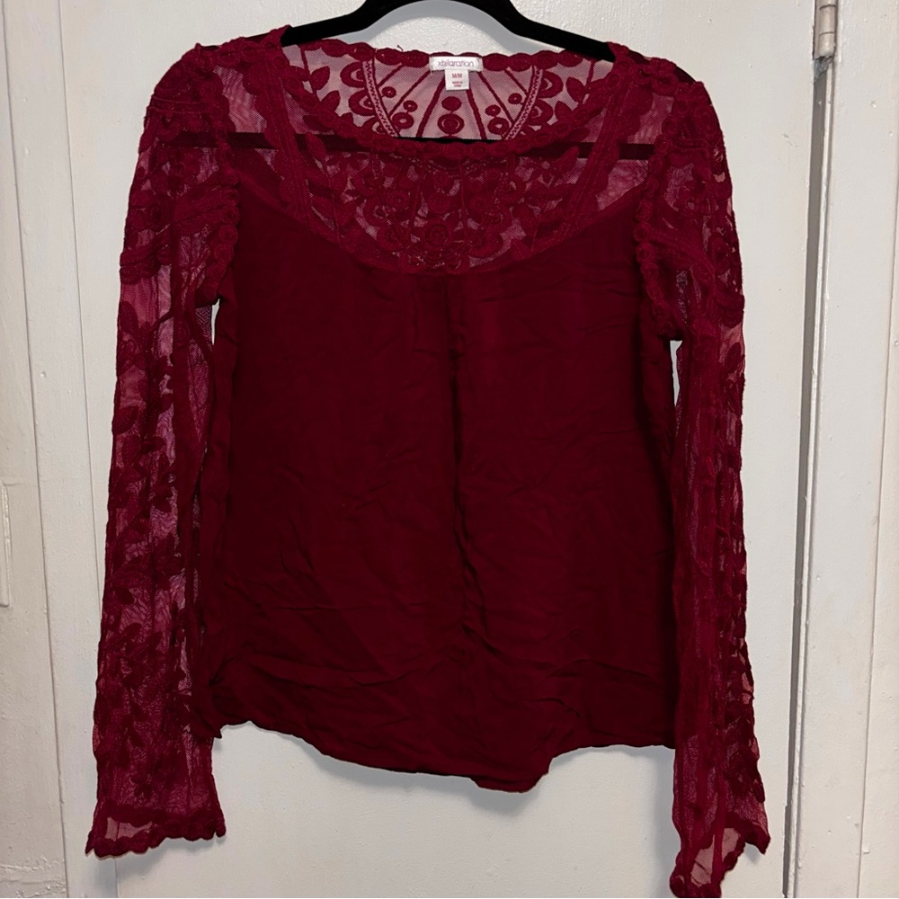 Romantic Red Lace Blouse
